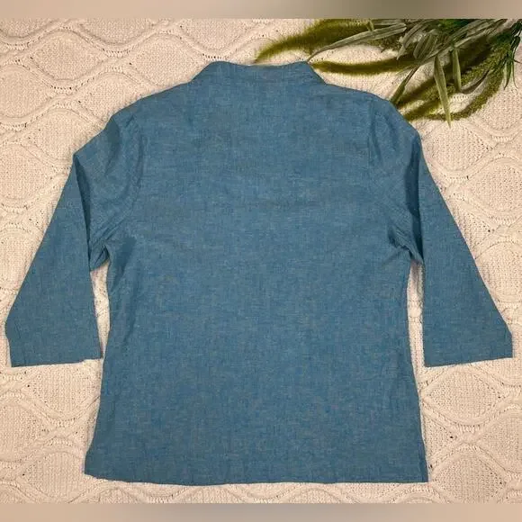 NWT VTG NORM THOMPSONBlue Linen & Cotton Blend Lightweight BlazerWomen's